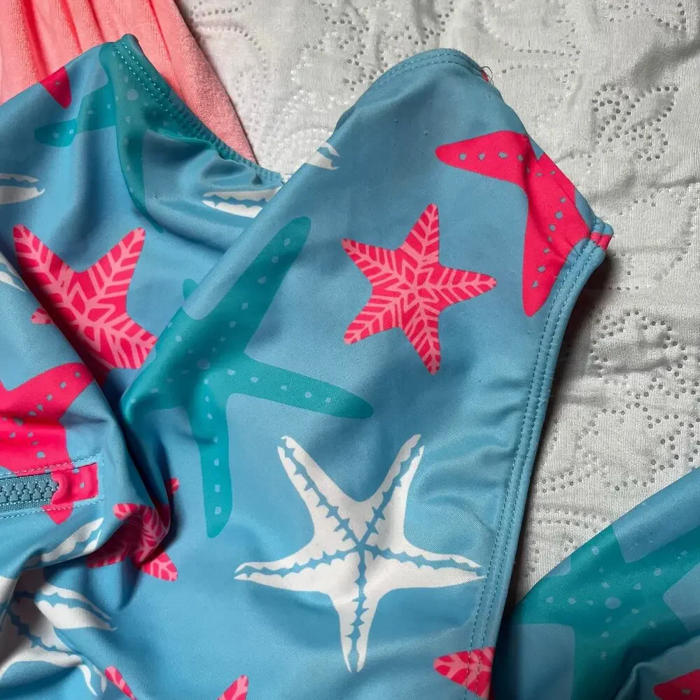 Hurley Rash Guard Swim Suit and Terry Coverup Dress Size 8
